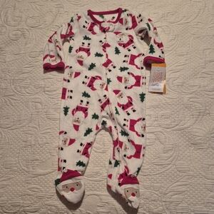 Carter's 6m 1st Christmas fleece pajama 2 way zipper NWT